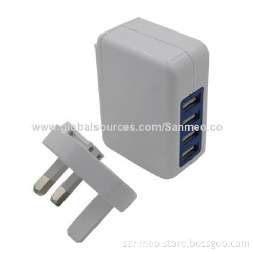 4 USB port power adapter, charge various digital devices, high speed, intelligent chargingNew
